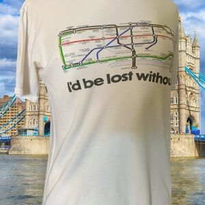 Vintage 70’s T-shirt, a map of the London tube system. Fits a woman’s S/M